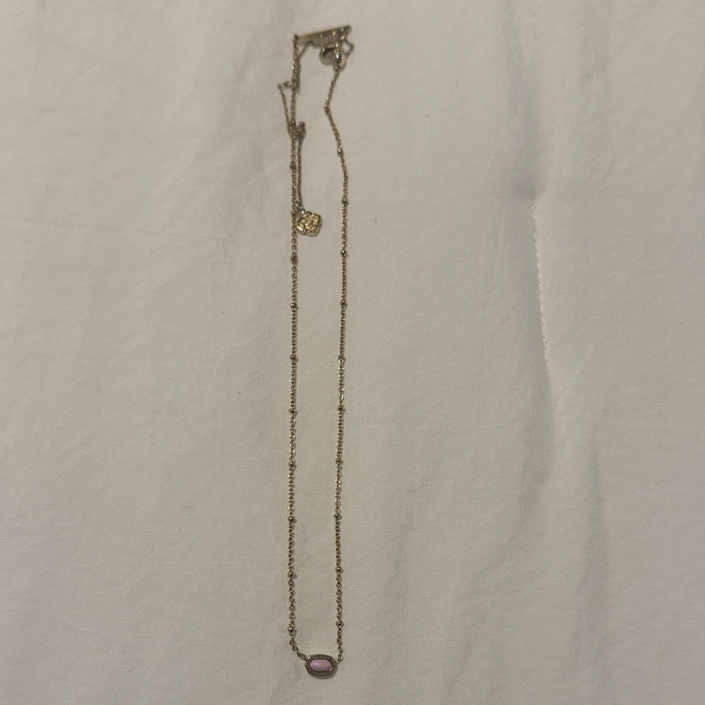 Kendra Scott Gold Necklace with Light Pink Oval Pendant